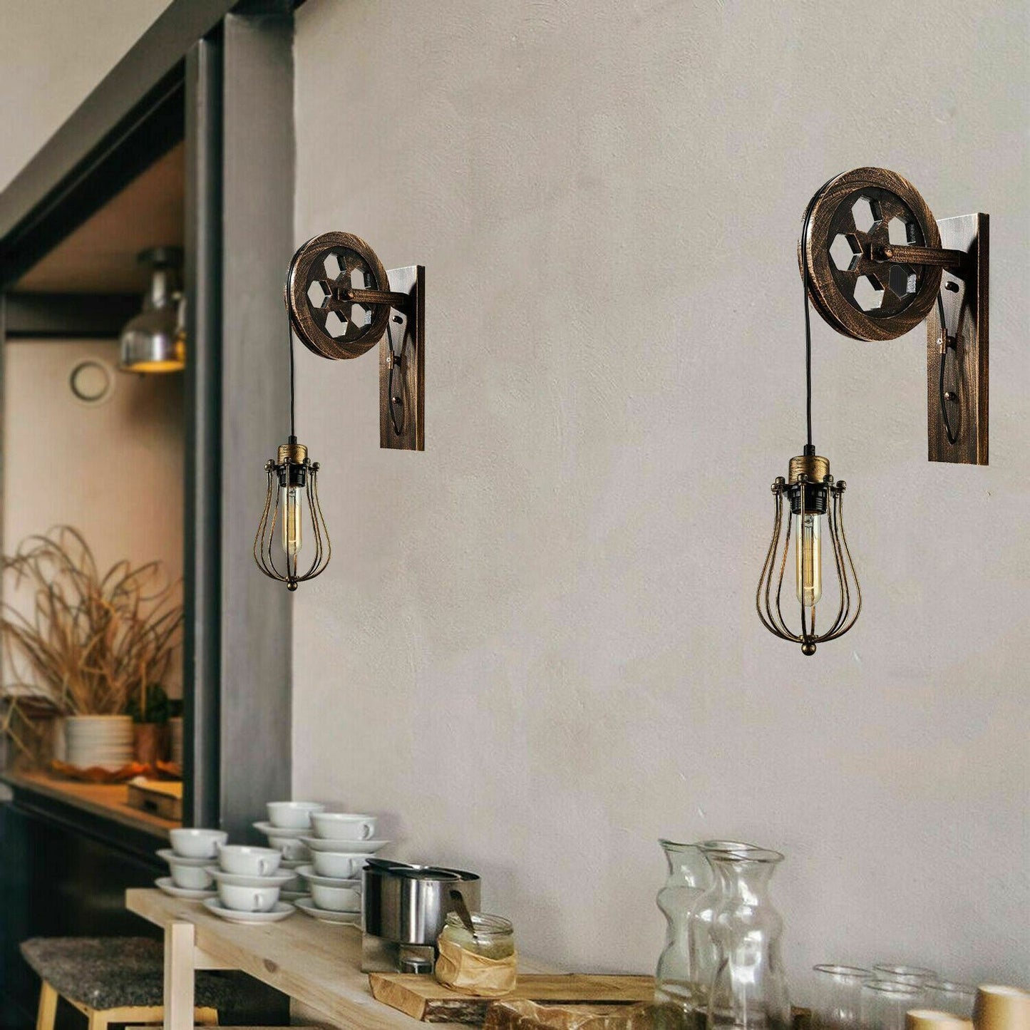Vintage Pulley Wall Light Retro Wall Sconce Lighting ~1212