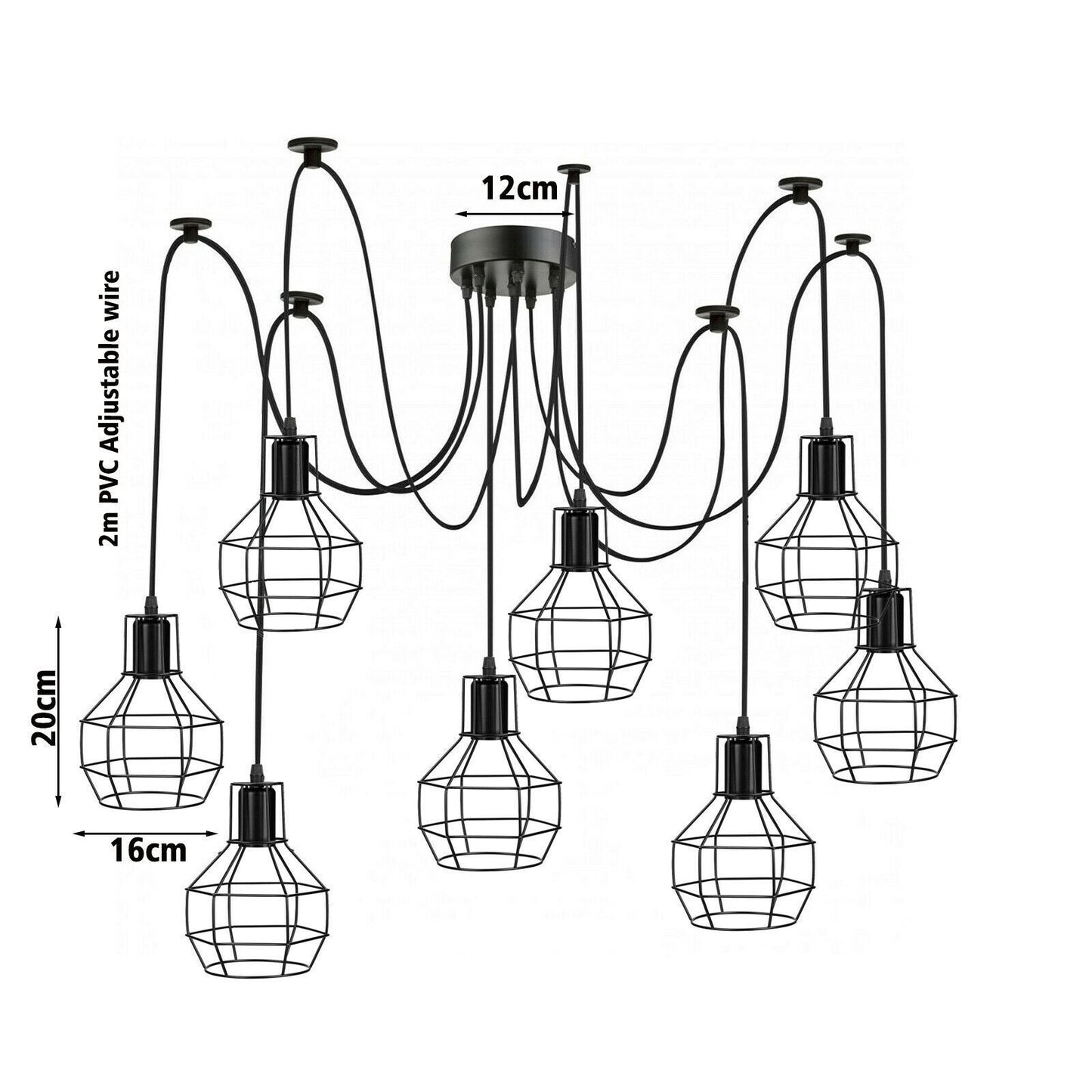 8 Way Spider Ceiling Pendant Light 2M ~1180