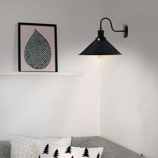 LEDSone Industrial Vintage Black Swan Neck Wall Light Indoor Sconce
