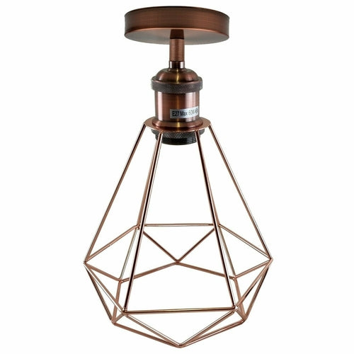 Vintage Retro Industrial Geometric Cage Ceiling Light Shade Flush
