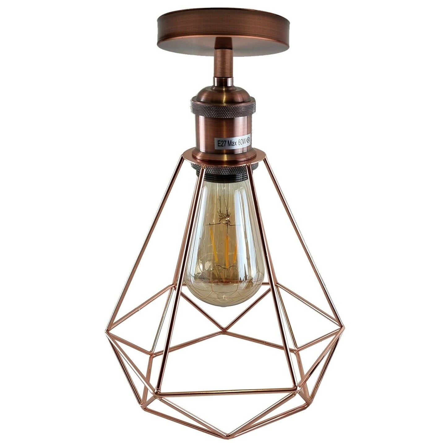 Vintage Retro Industrial Geometric Cage Ceiling Light Shade Flush