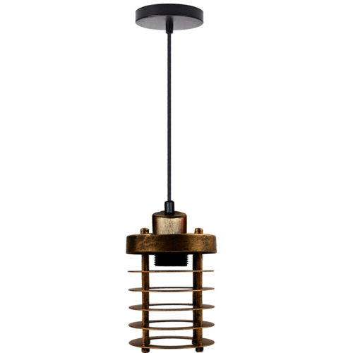 Modern Retro Step round Brushed Copper cage pendant light round