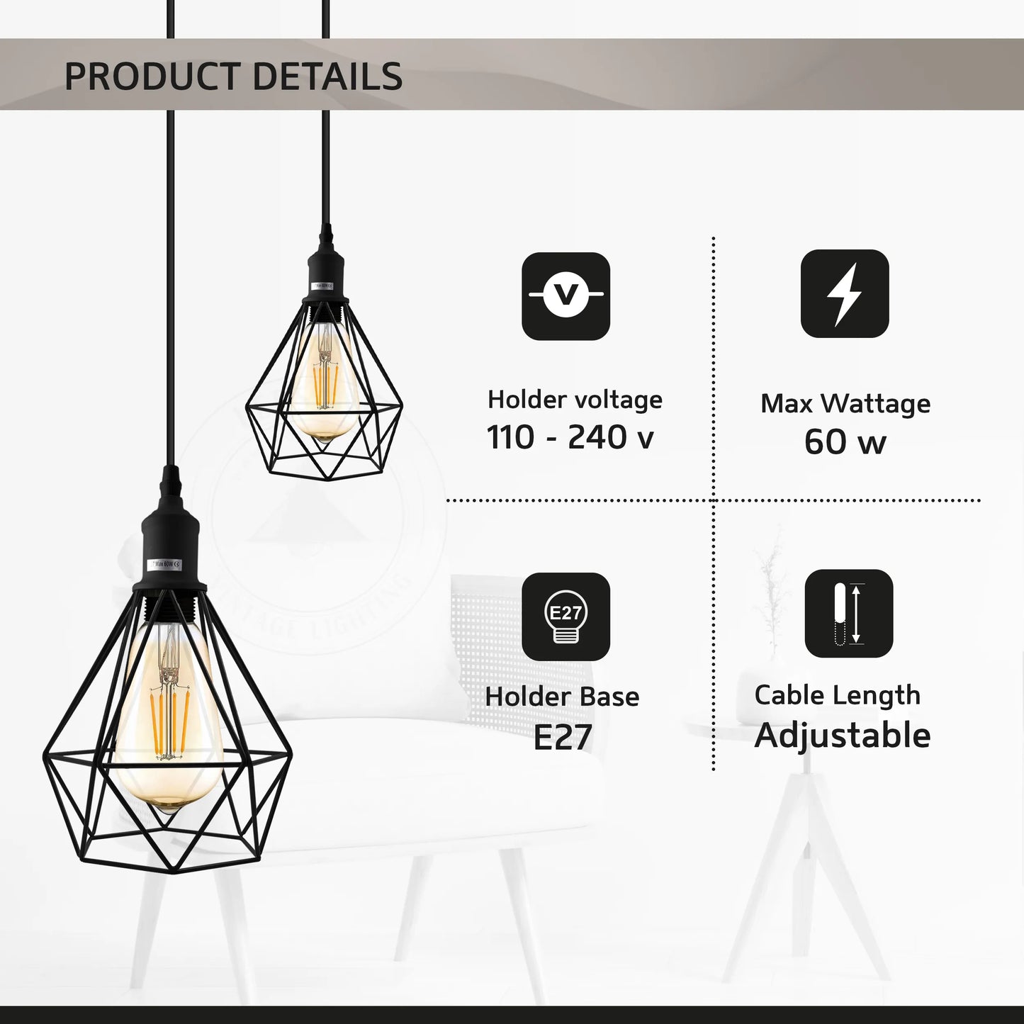E27 Industrial Vintage Ceiling Hanging Blue Pendent Light Cage~4306-4