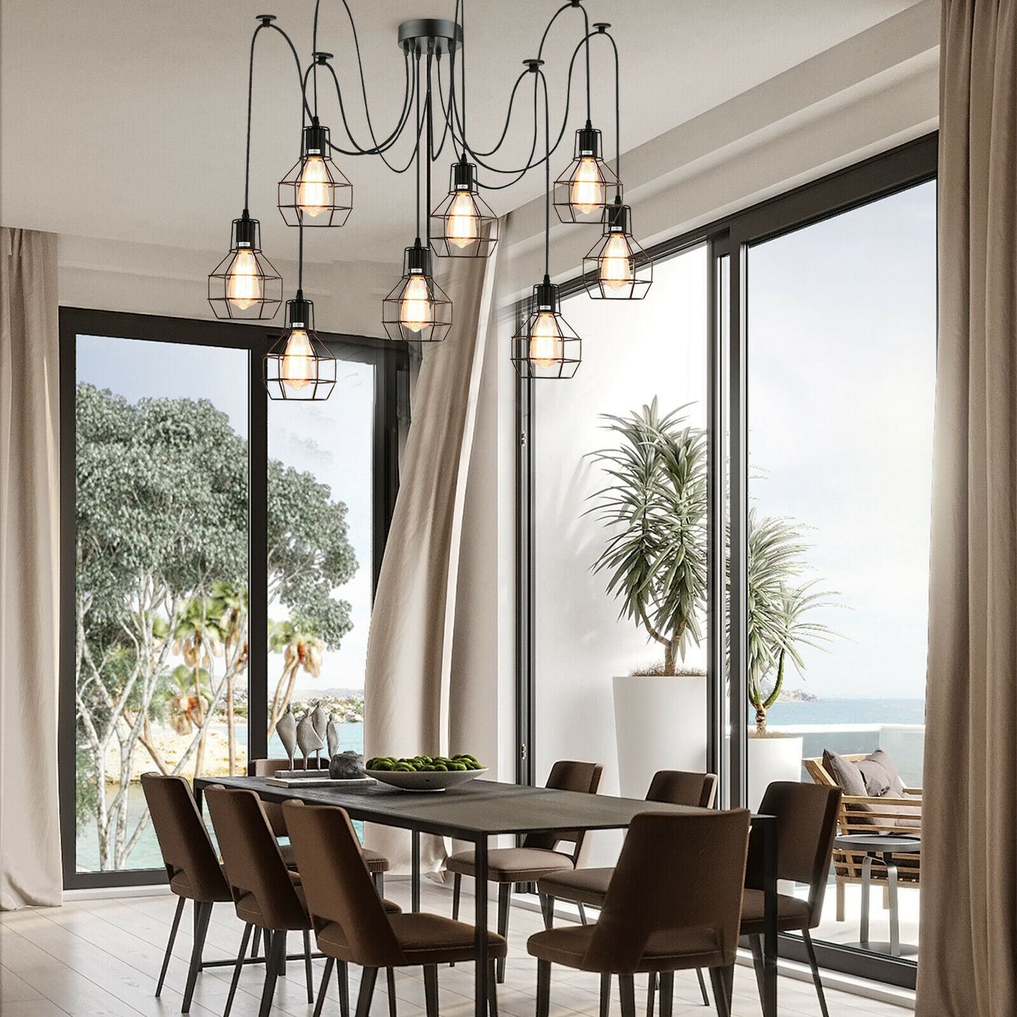 8 Way Spider Ceiling Pendant Light 2M ~1180