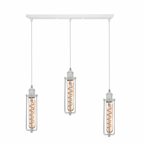 Industrial White colour Wire Cage Shade 3 Head Pendant Light~3400