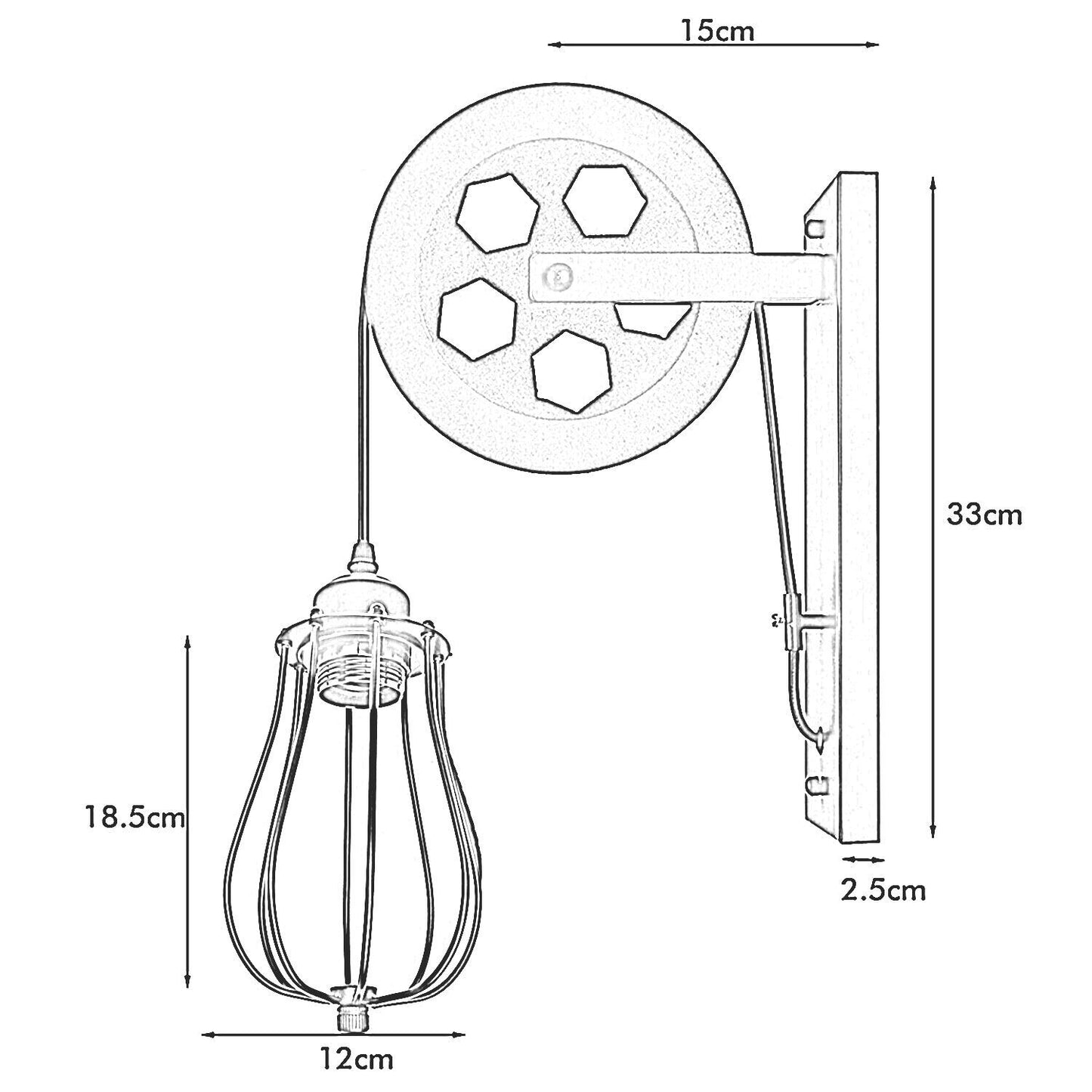 Vintage Pulley Wall Light Retro Wall Sconce Lighting ~1212
