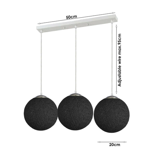 Rattan Pendant Light Fixtures Black 3 light ~1879