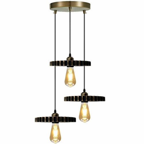 Retro Industrial Vintage Wood Pendant Light Shade Chandelier Ceiling