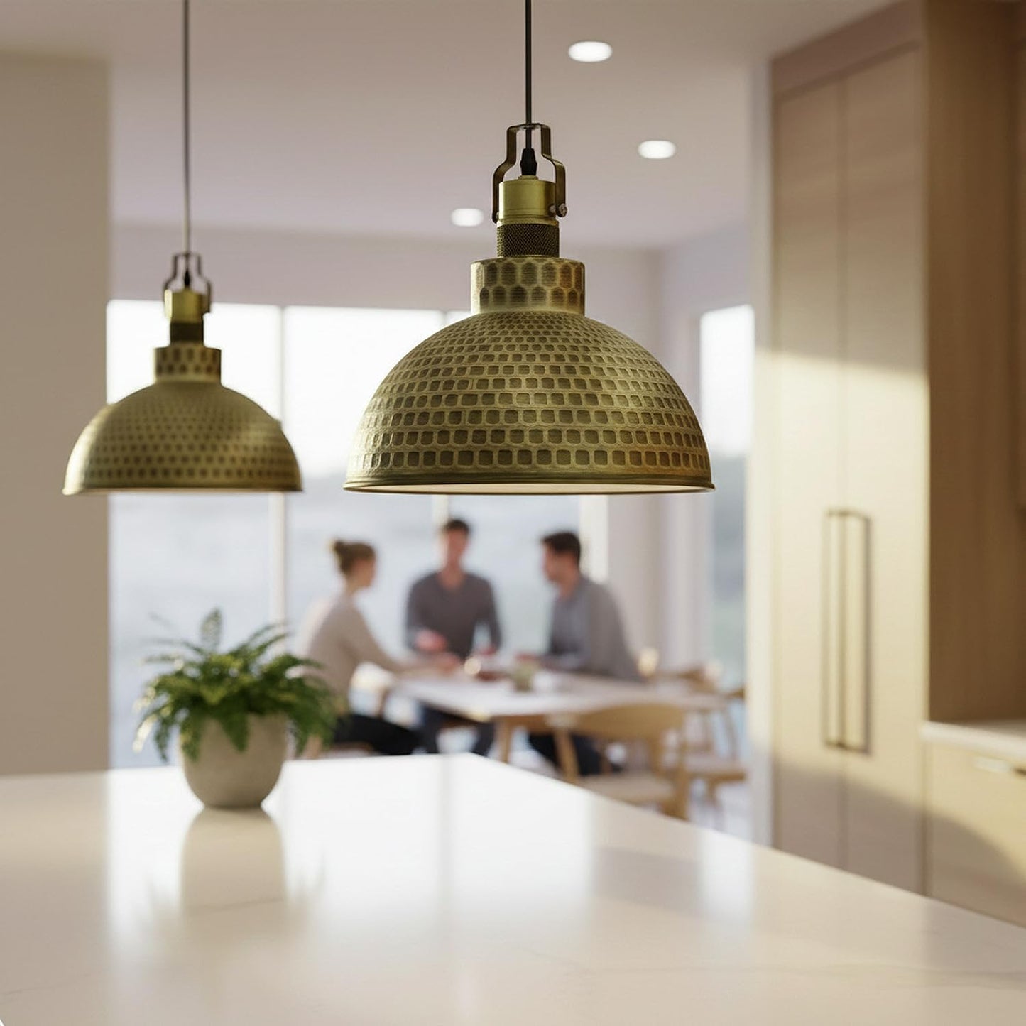 Shaded Pendant Light With Hammered Texture ~6463-4
