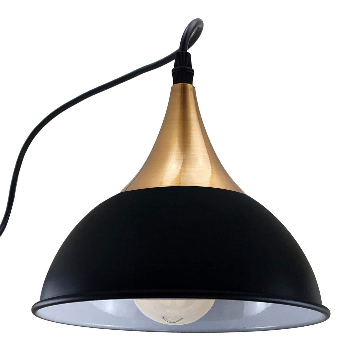 3Way Hanging Ceiling Pendant Light Black Dome Shade~3396