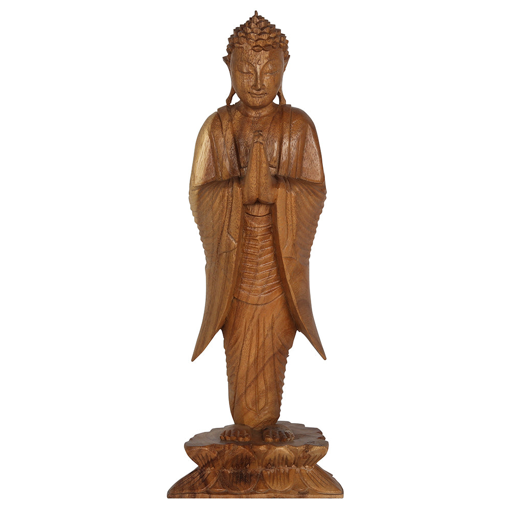 Light Wood Standing Buddha Ornament