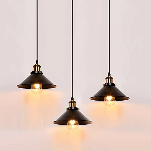 3 Pack Industrial Rustic Pendant Light Vintage Metal Lampshade Ceiling