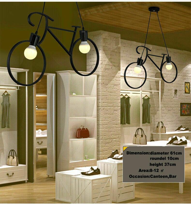 Retro Meta Design Bicycle Ceiling Hanging Pendant Light Shade Modern