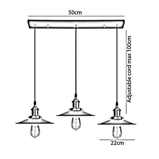 3 Way Modern Ceiling Pendant Cluster Light Fitting Industrial Pendant