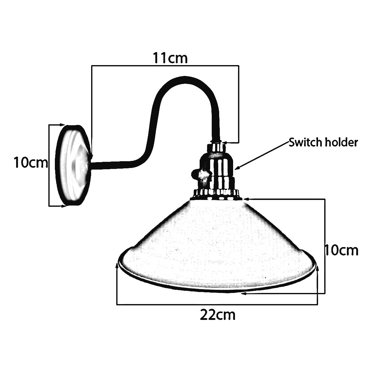 Vintage Shade Metal Retro Copper Colour Wall Light with switch
