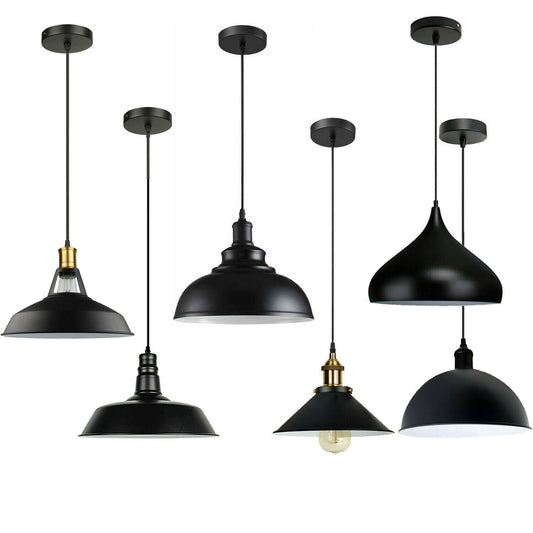 Retro Industrial Black Ceiling Pendant Light Metal Lamp Shade With