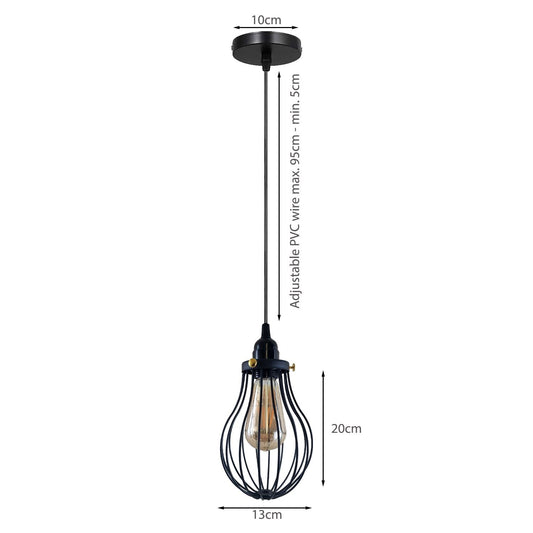 Black Cage Pendant Light Kitchen E27 ~3398