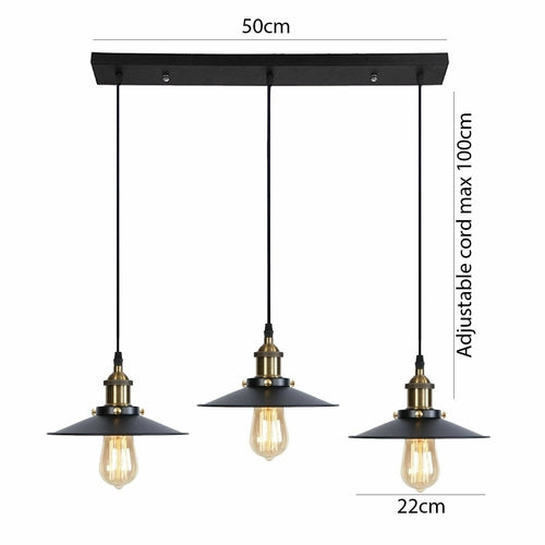 Flat Modern Black 3 Light Pendant Ceiling Light ~2137