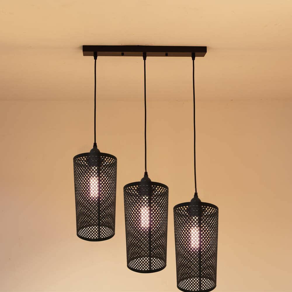 3 Light Barrel shape Large Fitting Net Wire Cage Shade Ceiling