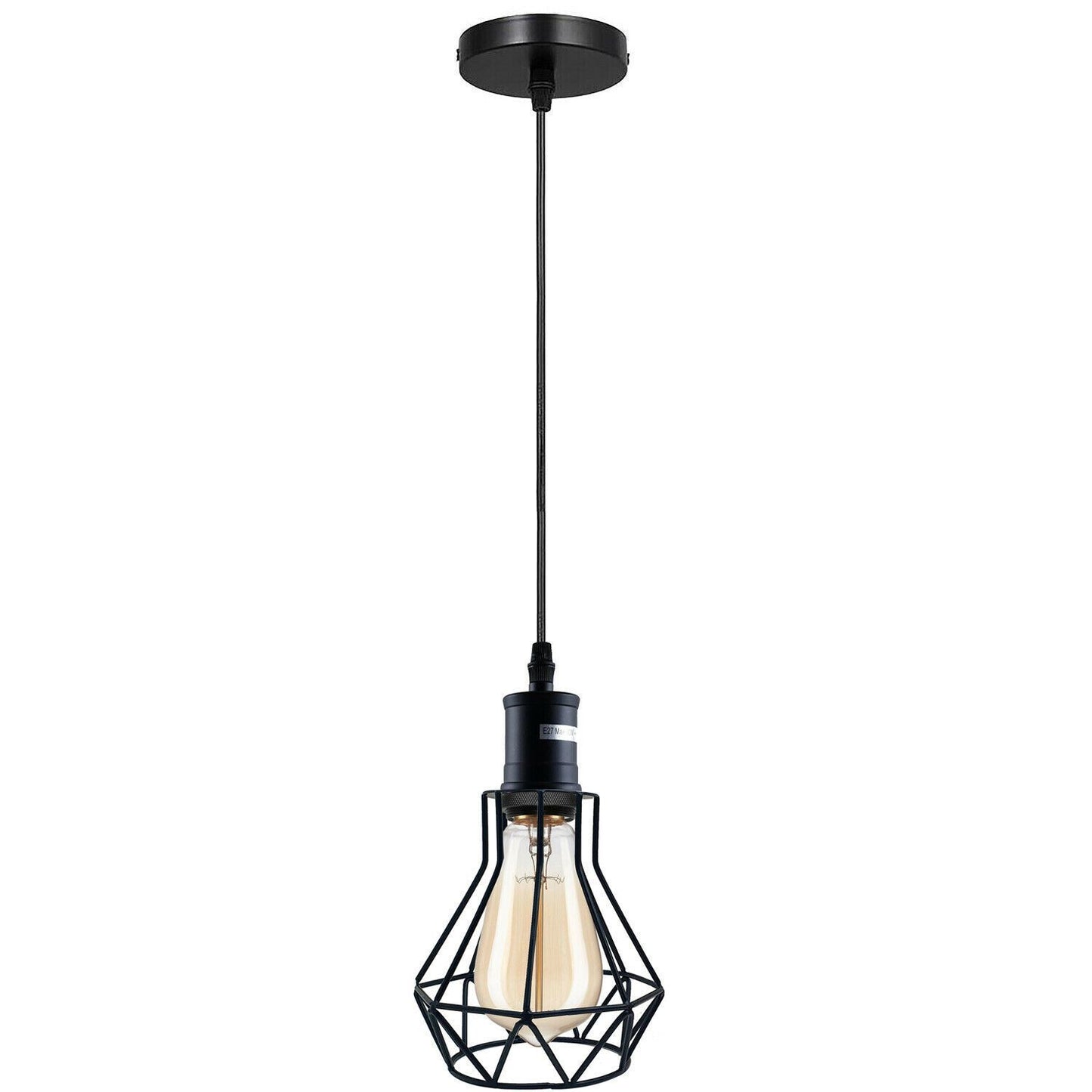 Industrial E27 Black Light Ceiling Pendant Light Cage Hanging