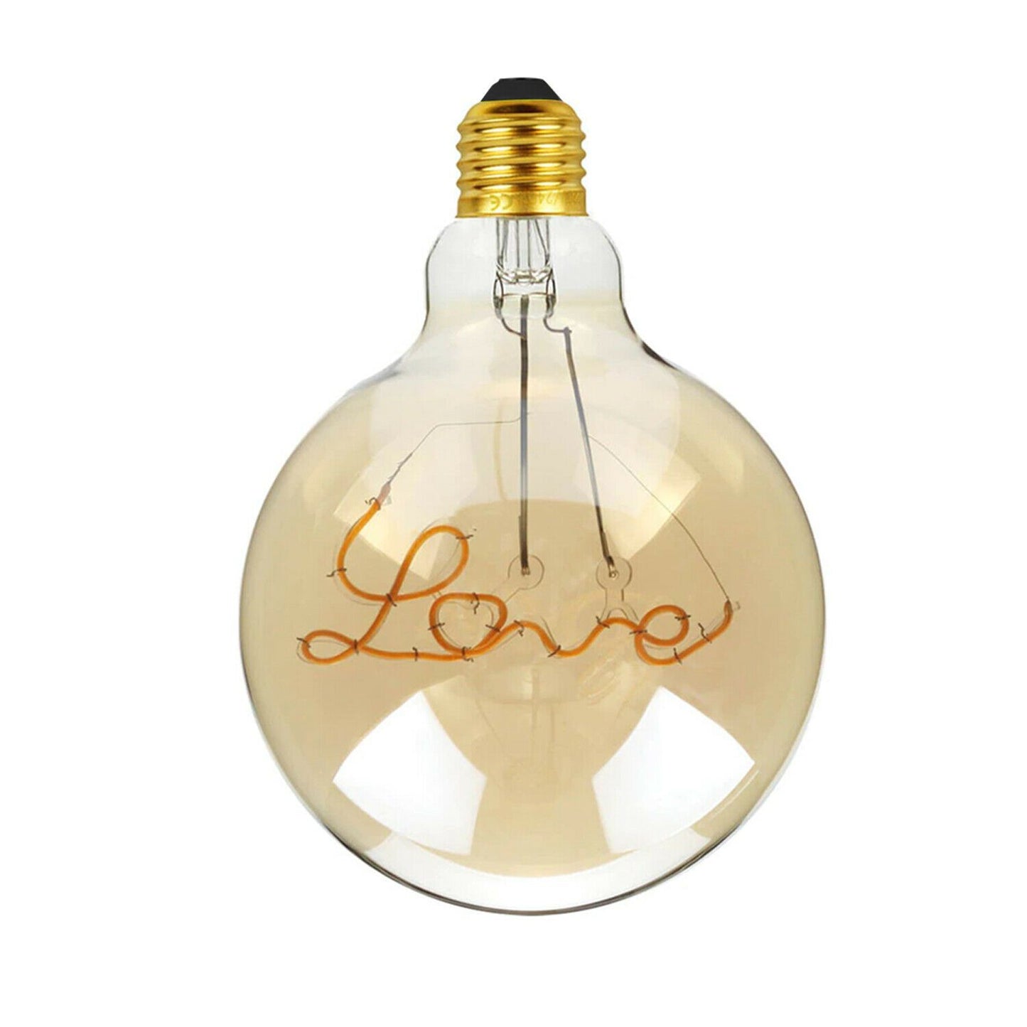 E27 LED Light Bulb G125 Love Filament Amber Glass Globe Warm