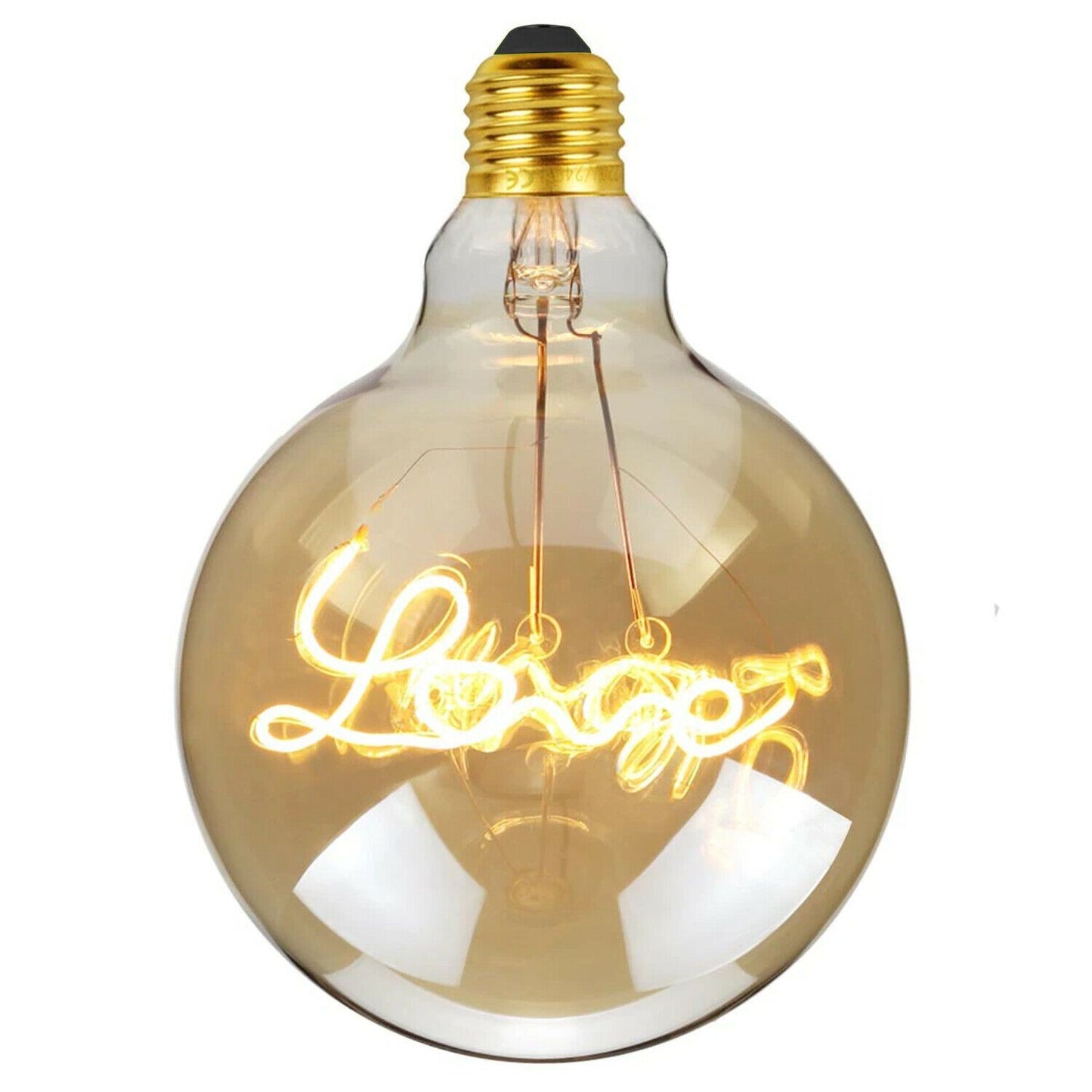 E27 LED Light Bulb G125 Love Filament Amber Glass Globe Warm