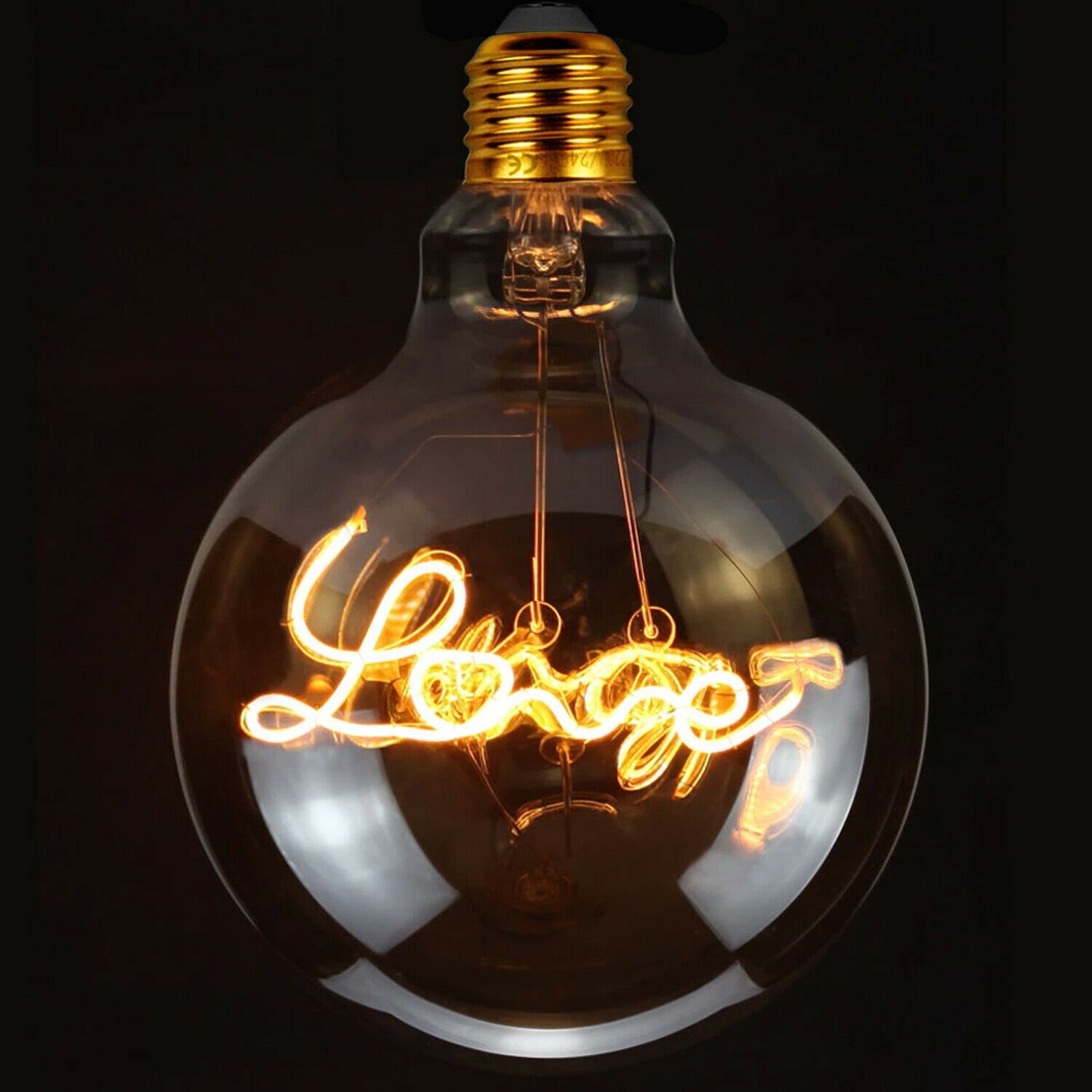 E27 LED Light Bulb G125 Love Filament Amber Glass Globe Warm