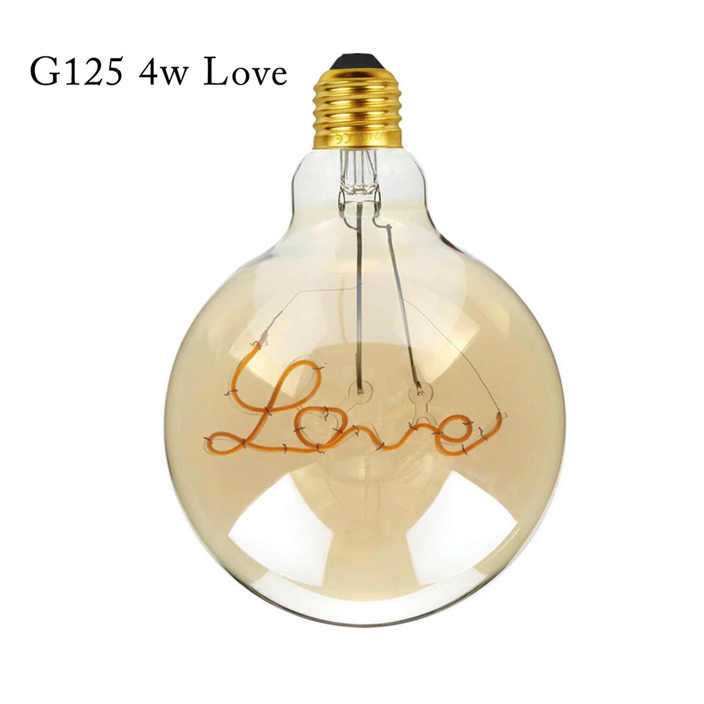 E27 LED Light Bulb G125 Love Filament Amber Glass Globe Warm