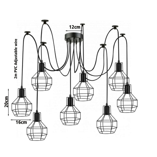 8 Way Spider Ceiling Pendant Light 2M  ~1180