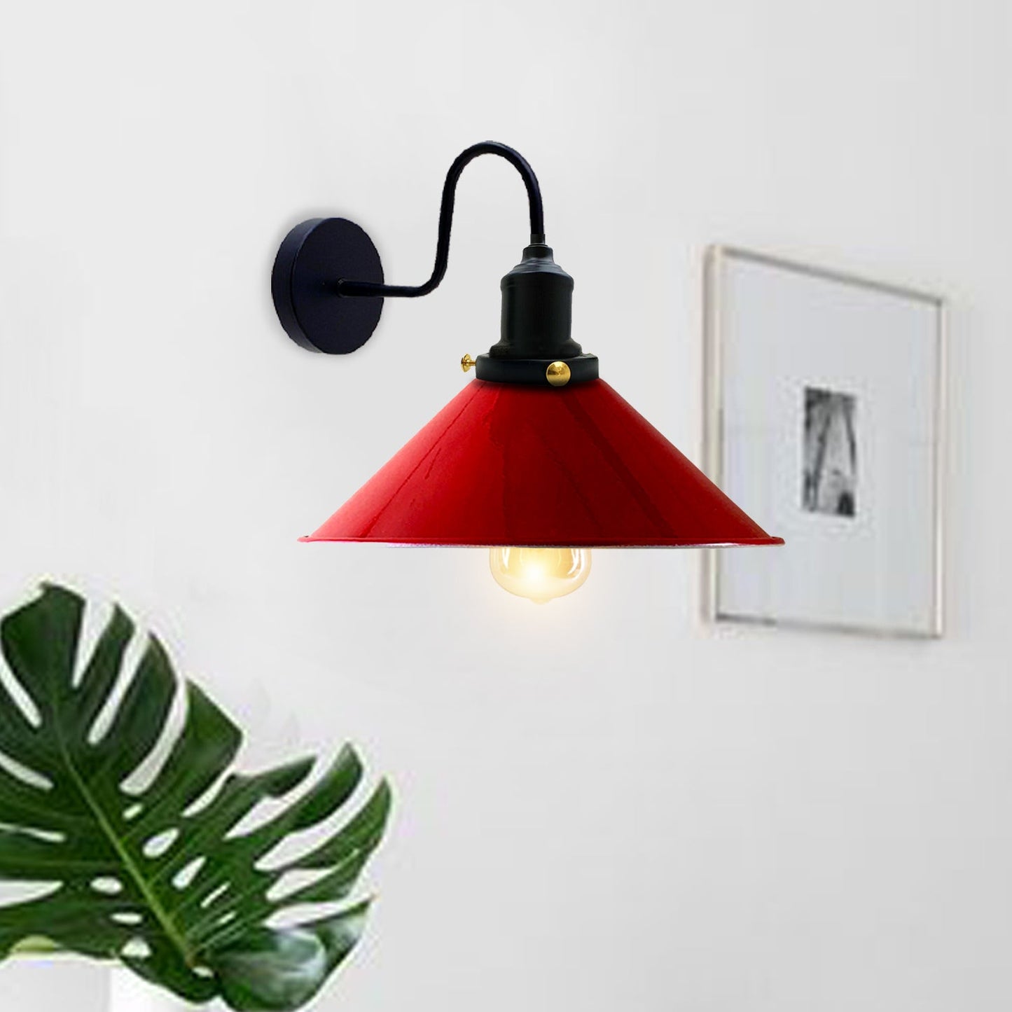 LEDSone Industrial Vintage Ratio Red Swan Neck Wall Light Indoor