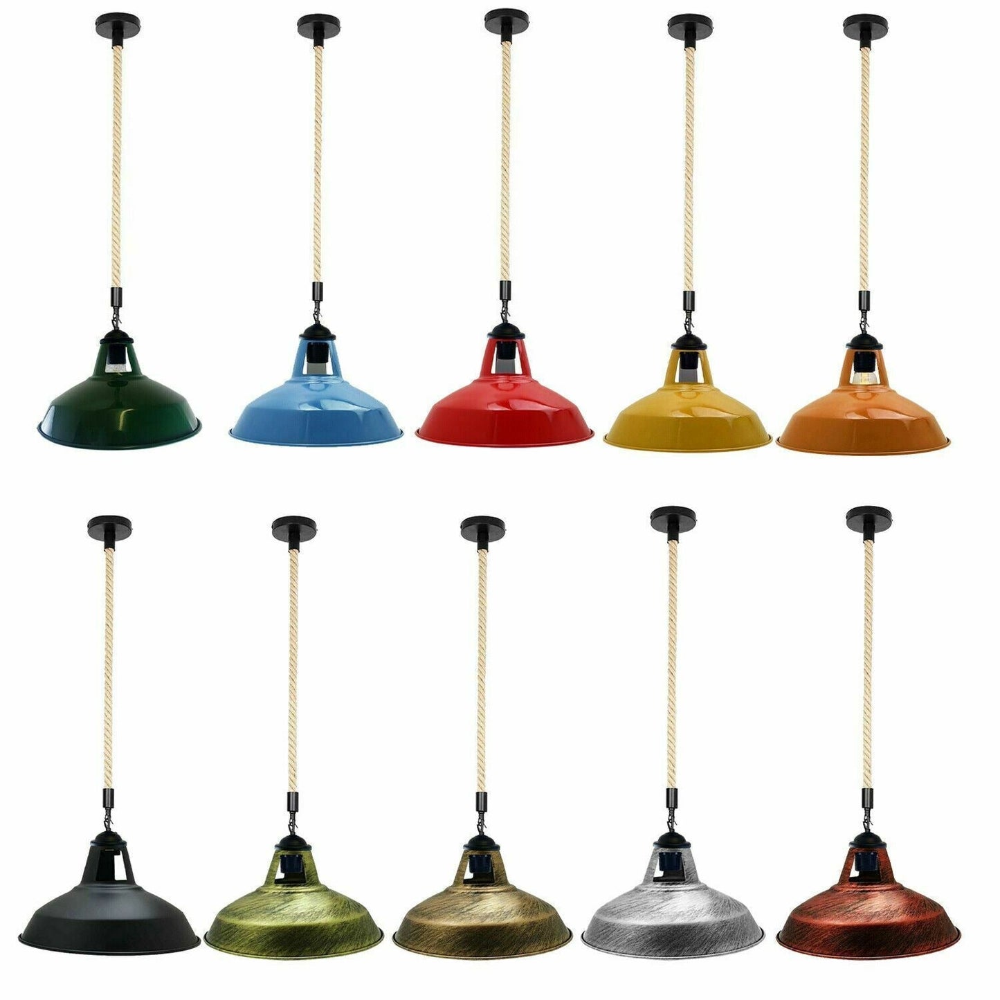 Hemp Rope Hanging Light - E27 Edison Base ~3889
