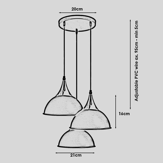 Stylish Blue Ceiling Pendant Light | 3 Dome Light~3522