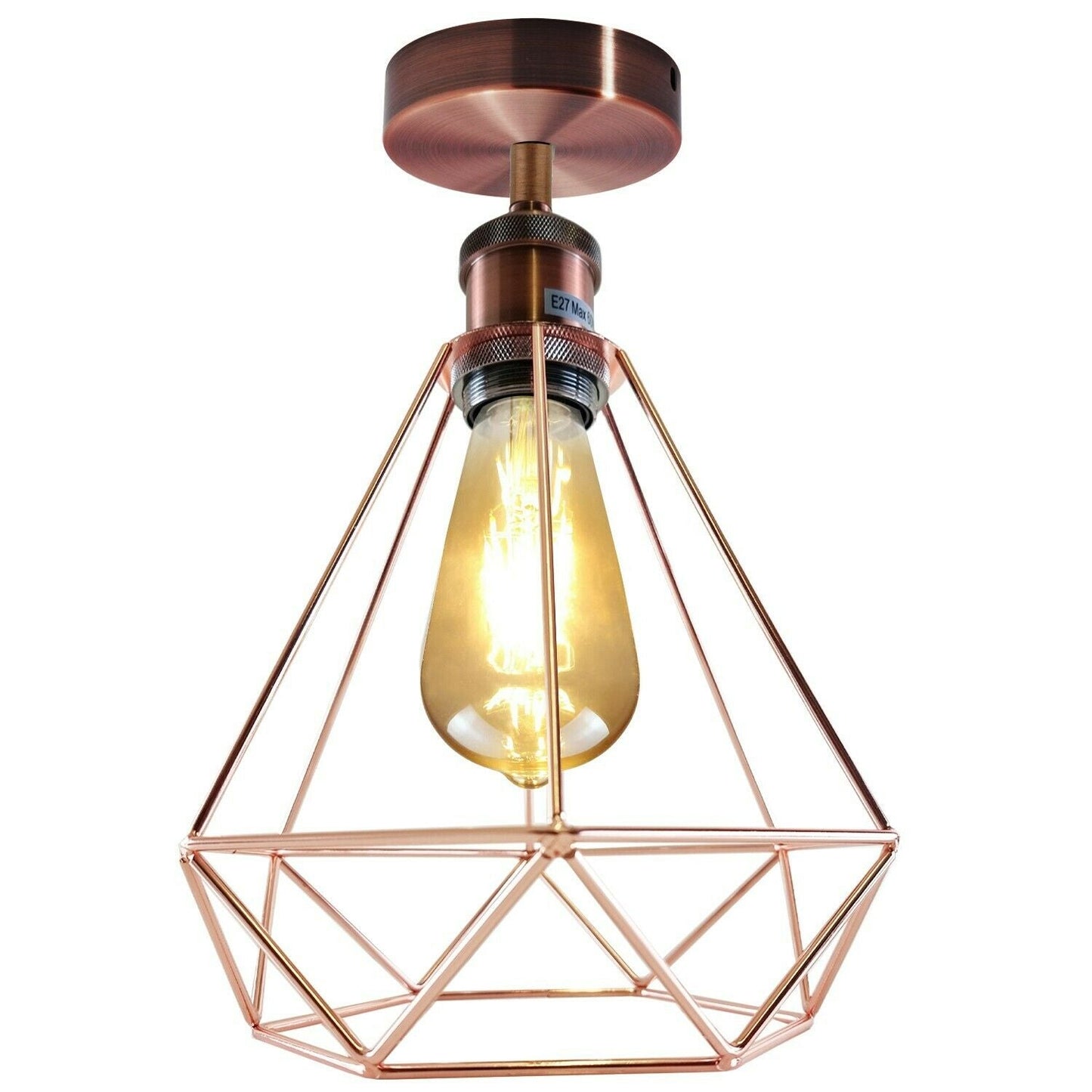Vintage Retro Industrial Geometric Cage Ceiling Light Shade Flush