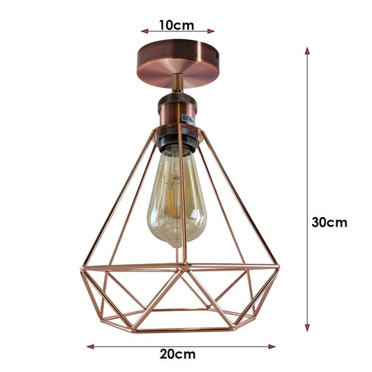 Vintage Retro Industrial Geometric Cage Ceiling Light Shade Flush