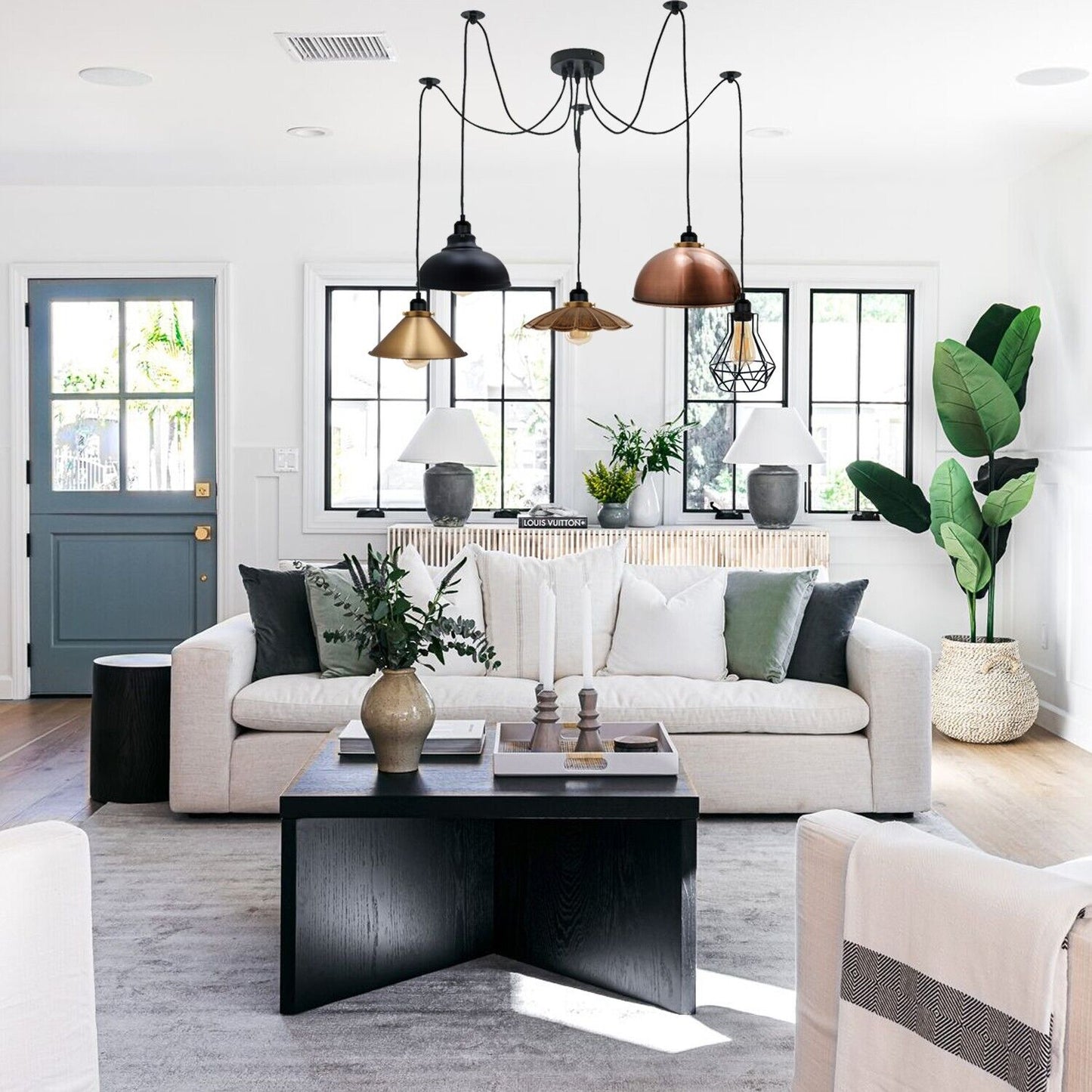 Retro Vintage Industrial 5 Way Spider Pendant Light ~3680