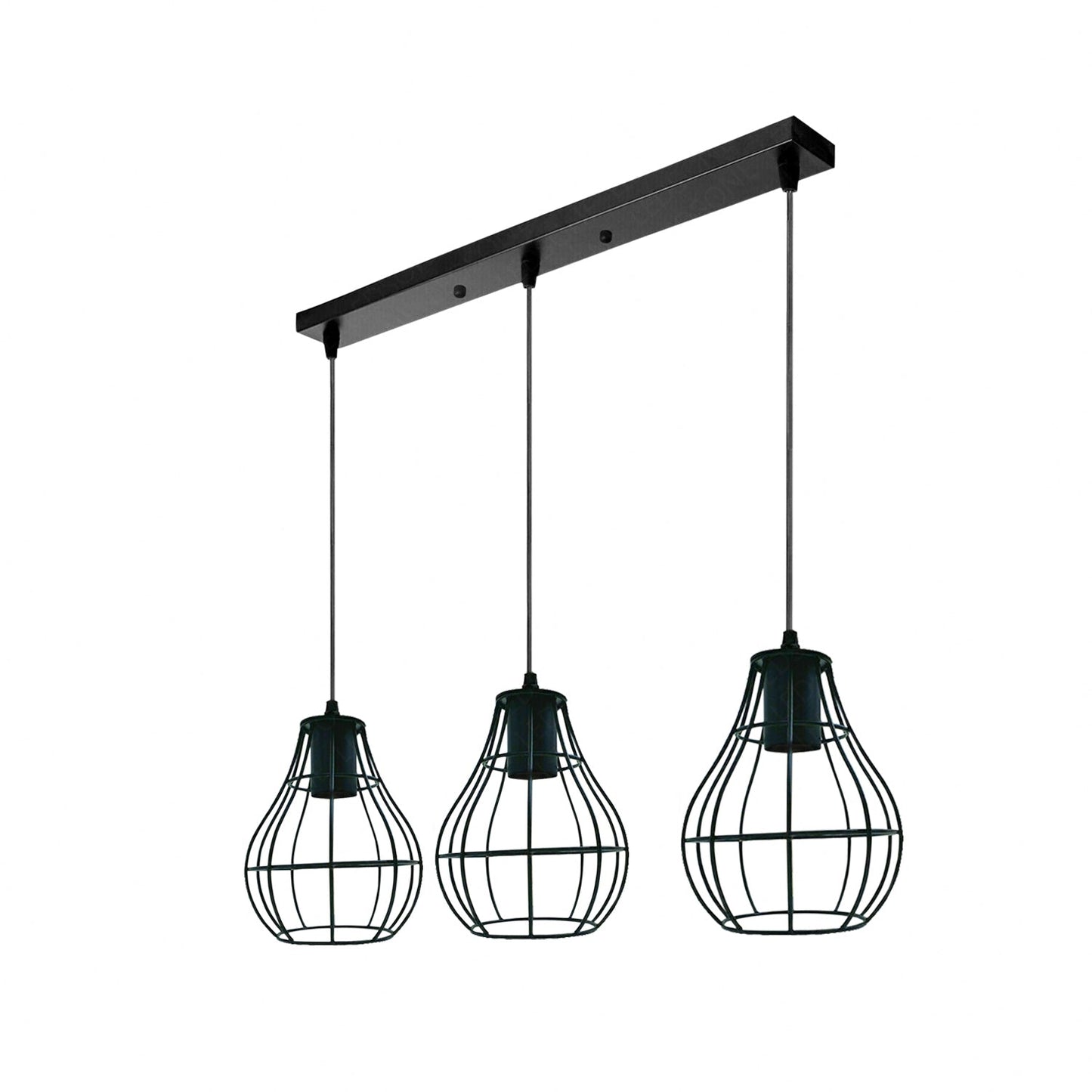 Black Wire Rectangle Base 3 Head Pendant Light Fixture~3877