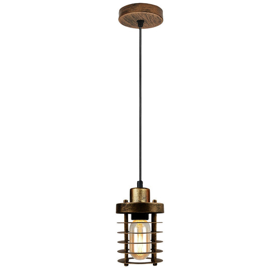 Modern Retro Step round Brushed Copper cage pendant light round