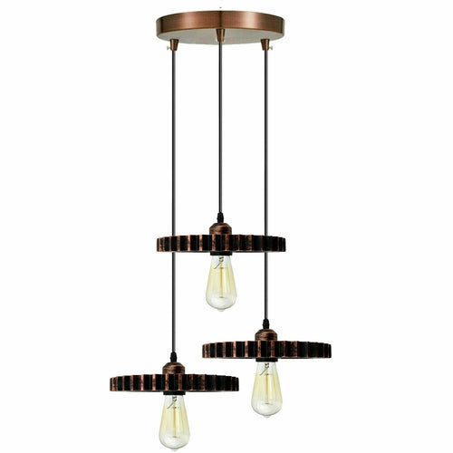 Retro Industrial Vintage Wood Pendant Light Shade Chandelier Ceiling