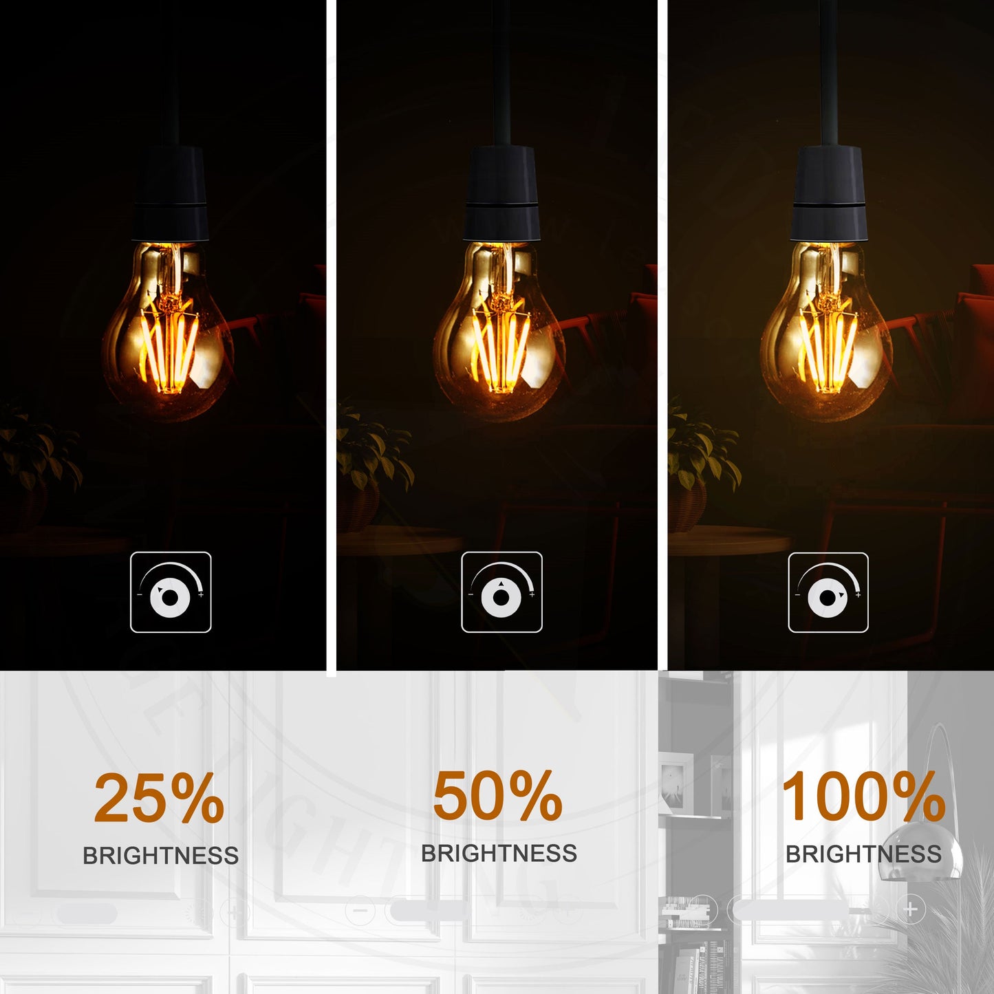 LED A60 E27 4W Bulb Filament Dimmable Screw Small Globe Light