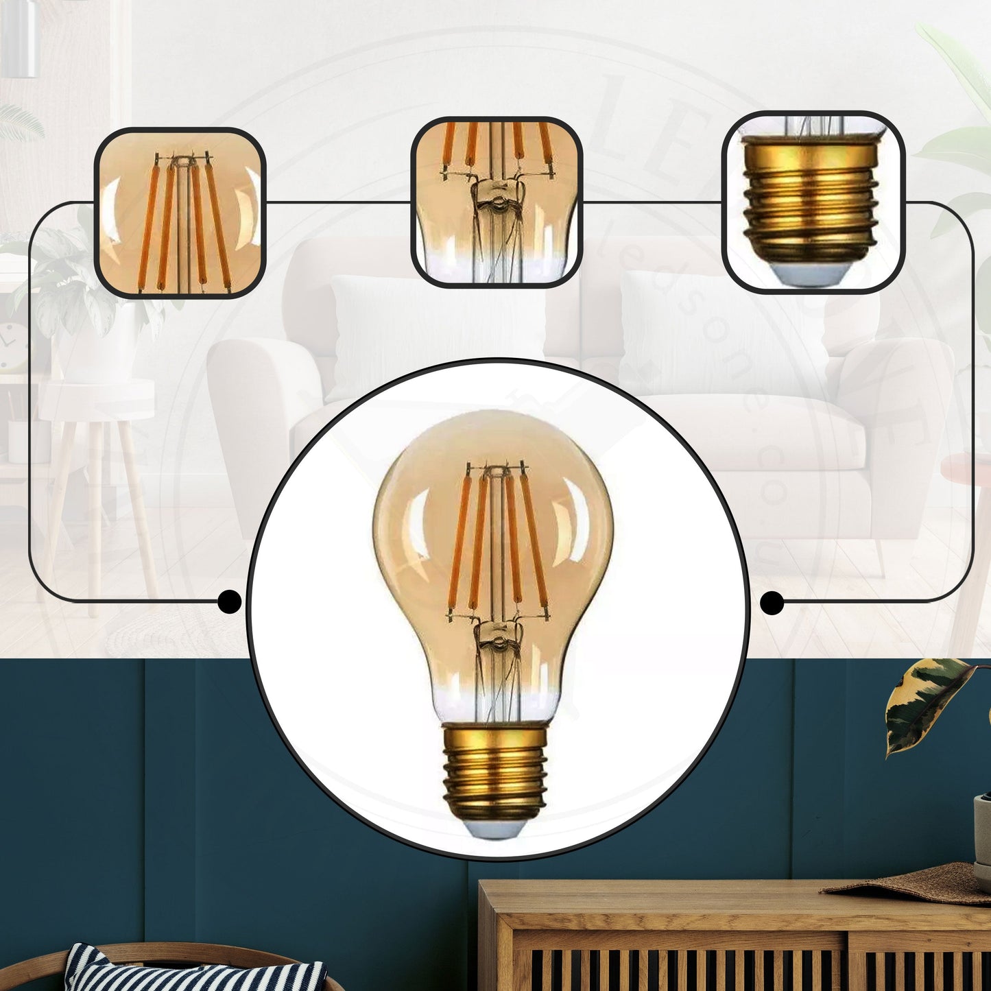 LED A60 E27 4W Bulb Filament Dimmable Screw Small Globe Light