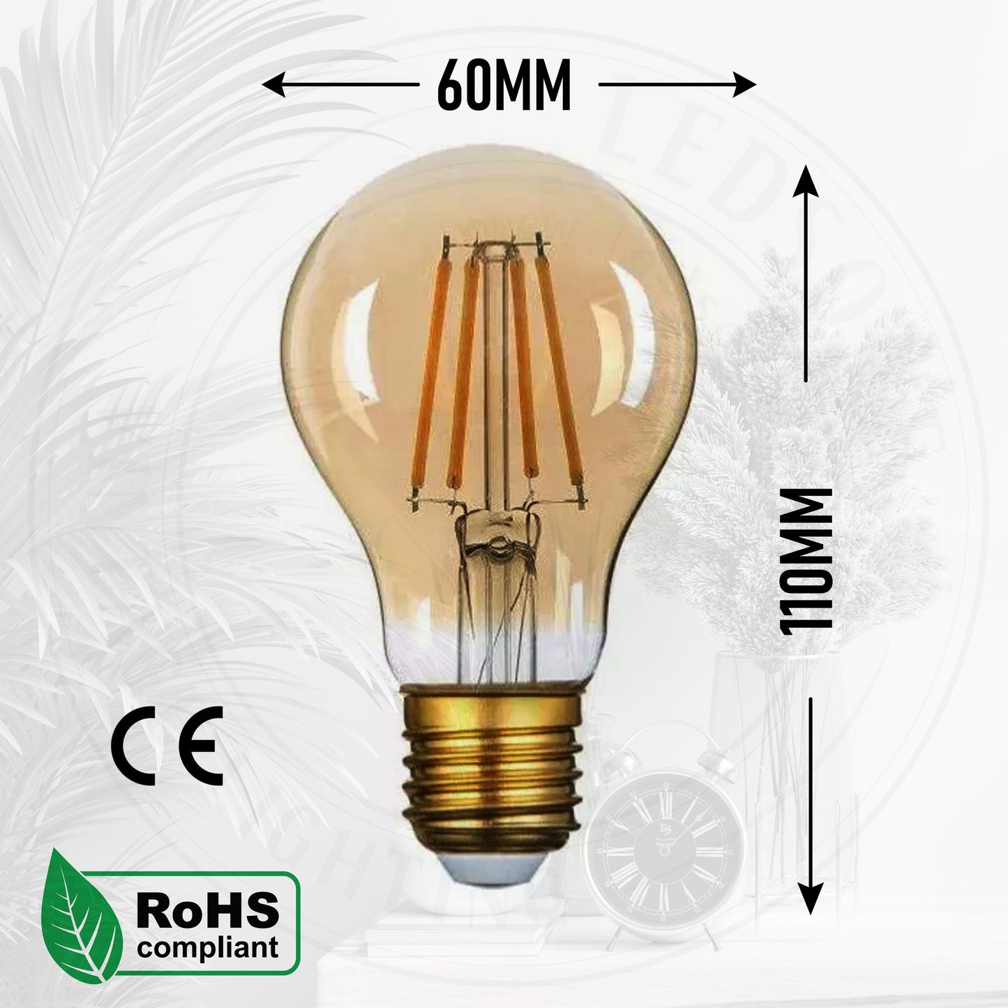 LED A60 E27 4W Bulb Filament Dimmable Screw Small Globe Light