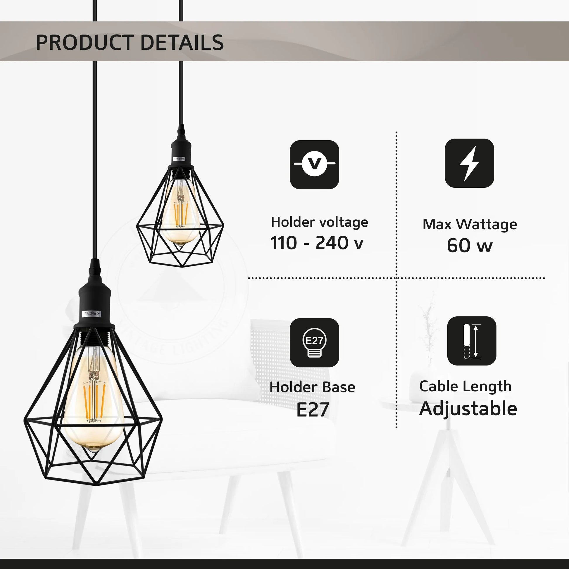 E27 Industrial Vintage Ceiling Hanging Blue Pendent Light Cage~4306-4
