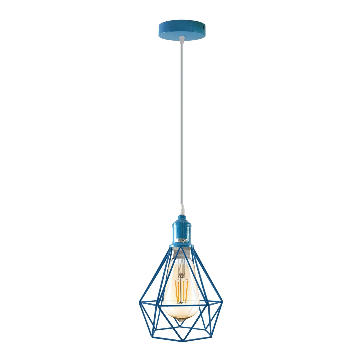 E27 Industrial Vintage Ceiling Hanging Blue Pendent Light Cage~4306-2