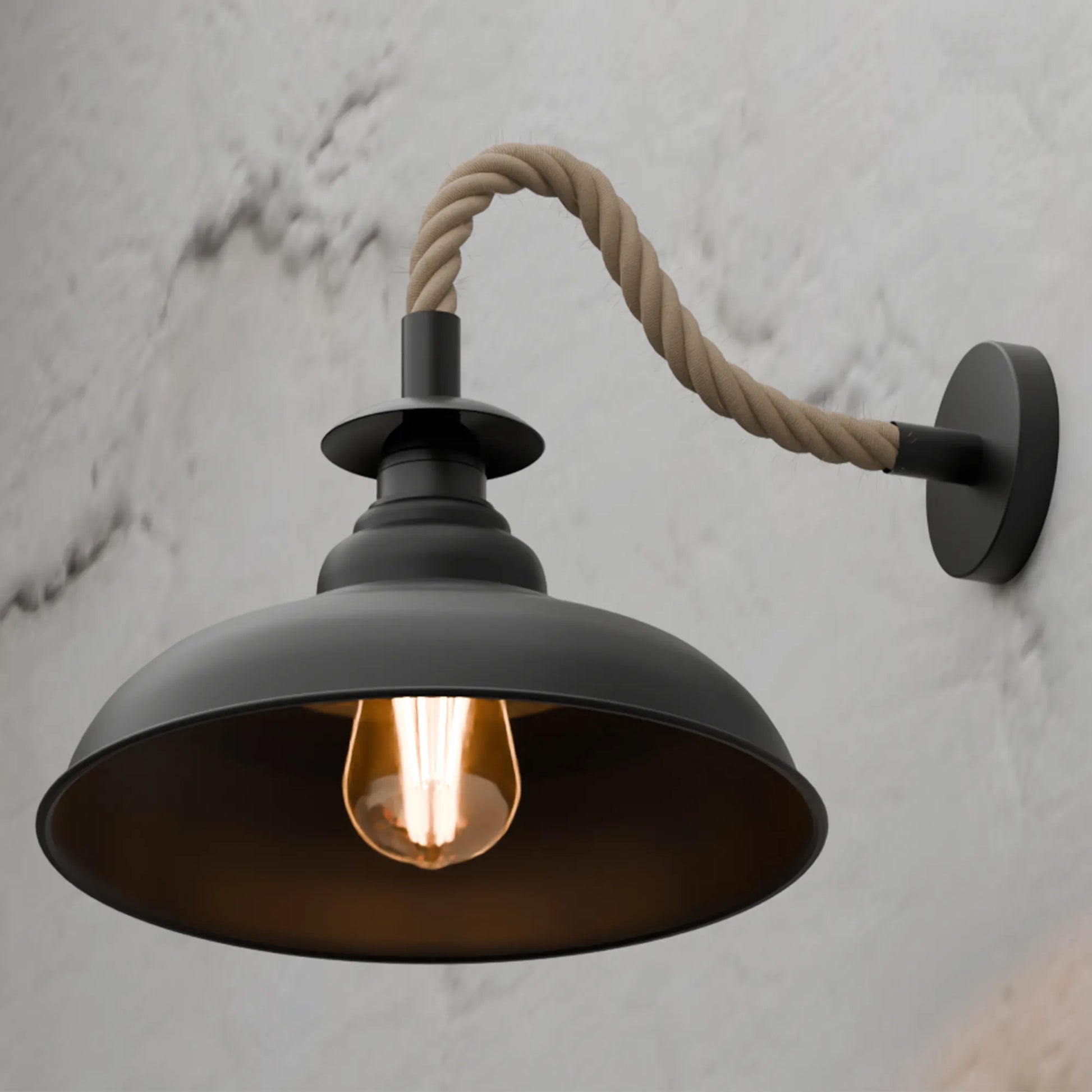 Black Rope Wall Sconce | 19cm Wide Diamond Cage Industrial Light ~6491-0