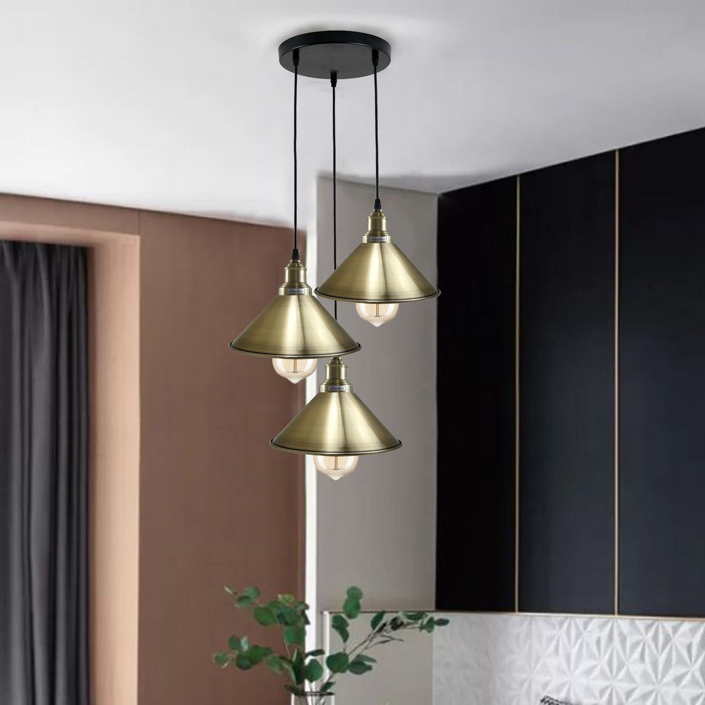 Brass 3 Light Over the Kitchen Island~1302