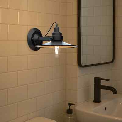 Wall Mounted Adjustable Swing Arm Sconce Light Fixture Flat Shade