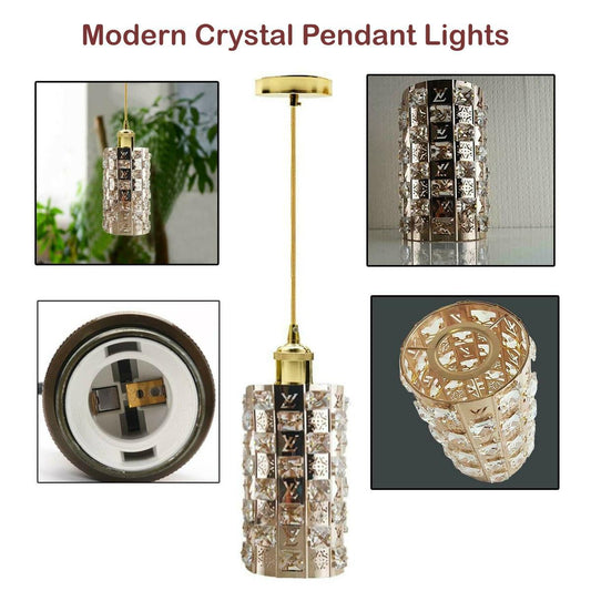 Modern Gold Ceiling Pendant Light Lamp Shade Crystal Droplet UK~1444