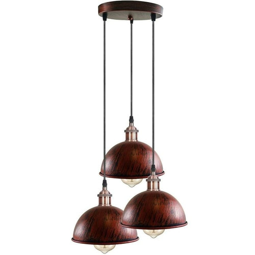 Cluster 3-Light Antique Brass Dome Pendant Light ~1263