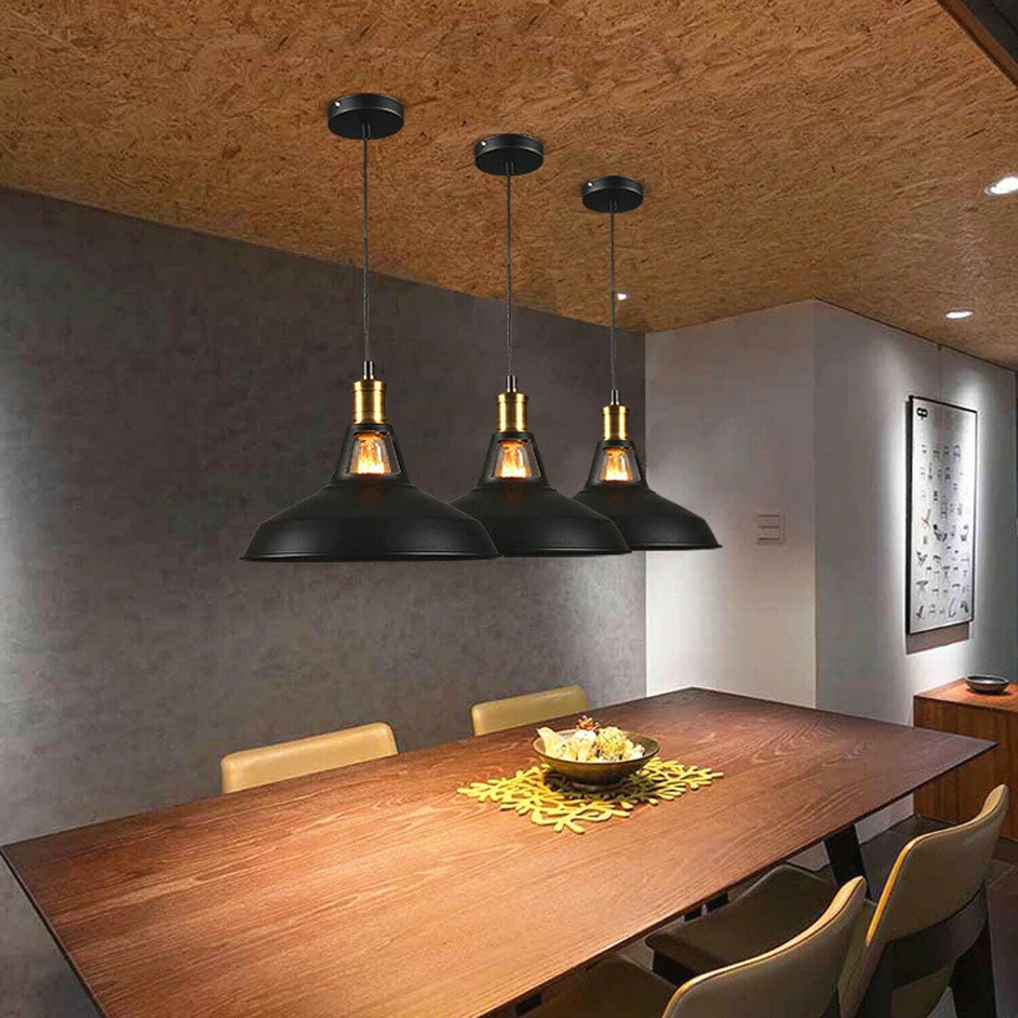 3 Pack Stylish Kitchen Island Pendant Light Metal UK ~3579