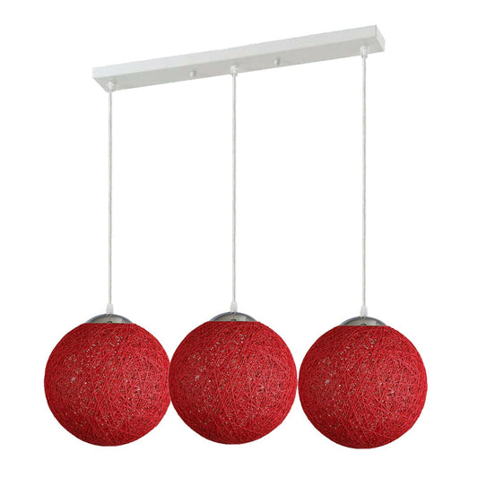 3 Head Red Rattan Pendant Light Living Room Décor ~1881